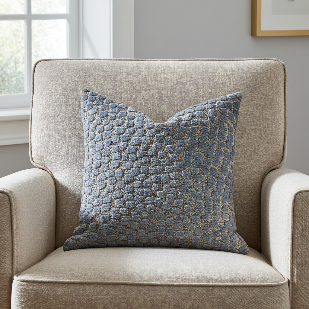 Dusky Gem Blue and Silver Luxury Throw Pillow