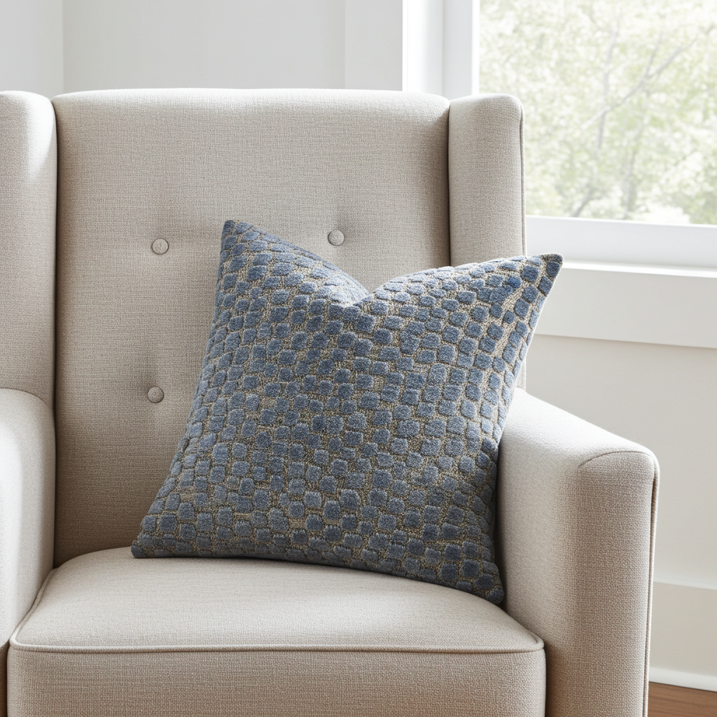 Dusky Gem Blue and Silver Luxury Throw Pillow