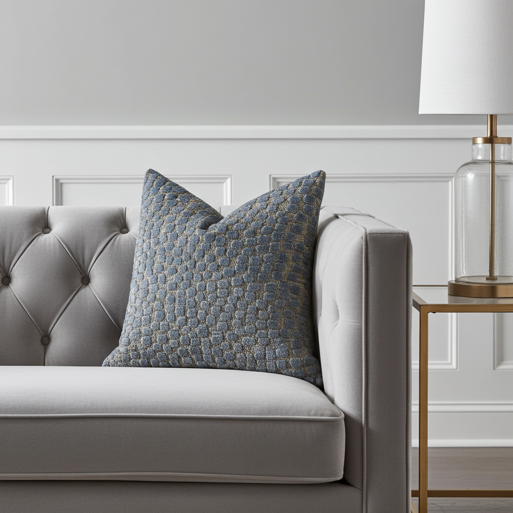 Dusky Gem Blue and Silver Luxury Throw Pillow