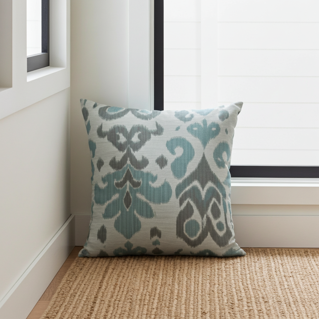 Paragon Brown, Blue and Beige Luxury Throw Pillow