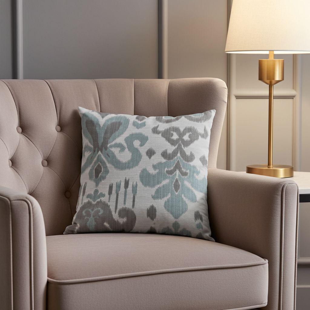 Paragon Brown, Blue and Beige Luxury Throw Pillow