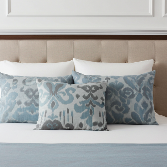 Paragon Brown, Blue and Beige Luxury Throw Pillow