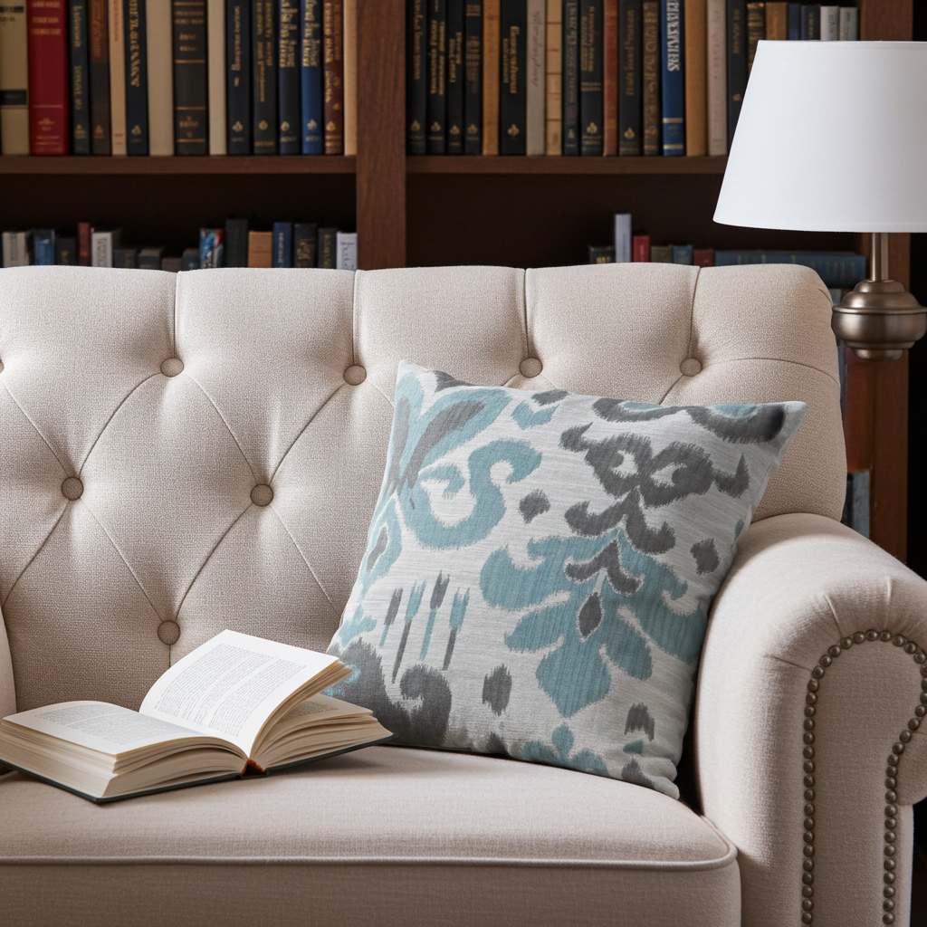 Paragon Brown, Blue and Beige Luxury Throw Pillow