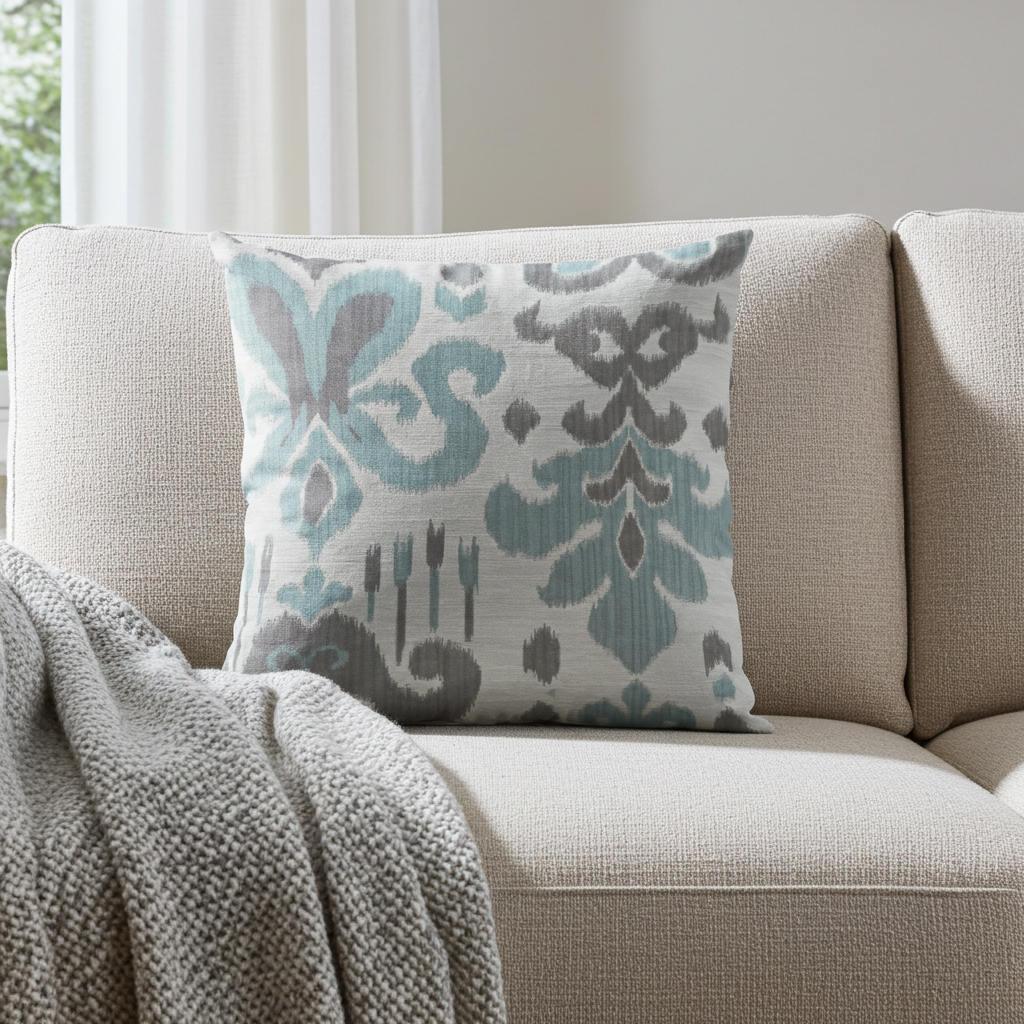 Paragon Brown, Blue and Beige Luxury Throw Pillow