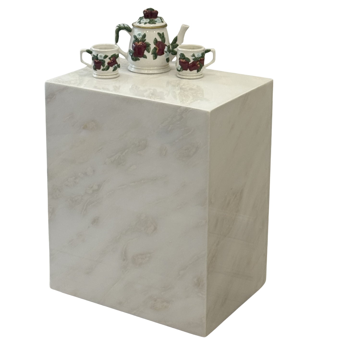 Plutus Brands Signature Natural Marble Side Table - Modern Luxury with Dimmable LED Glow