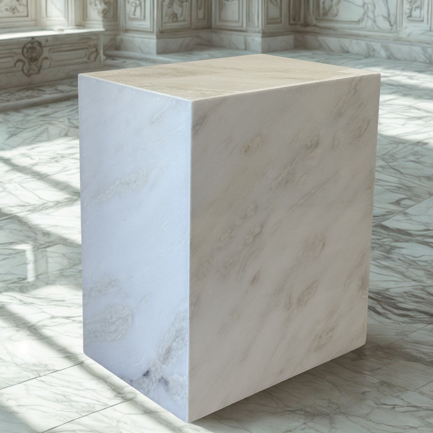 Plutus Brands Signature Natural Marble Side Table - Modern Luxury with Dimmable LED Glow