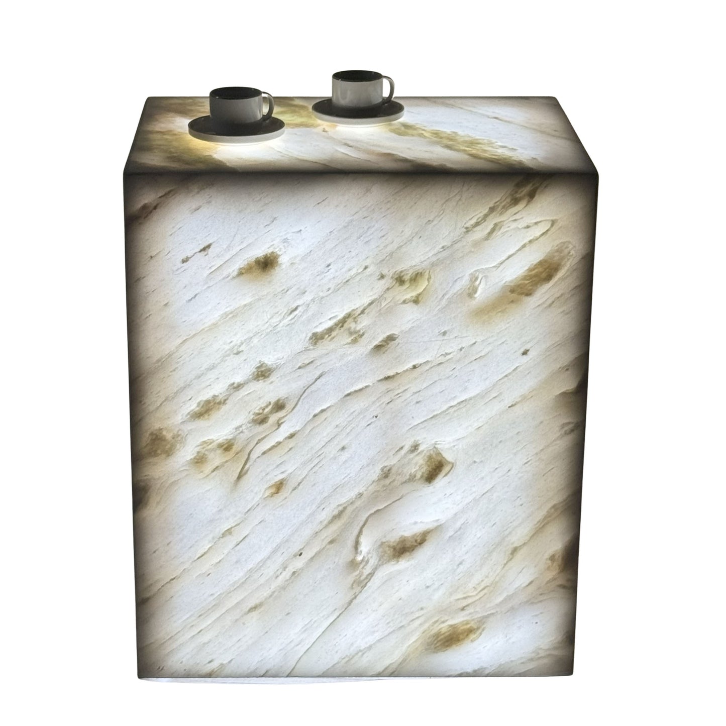 Plutus Brands Signature Natural Marble Side Table - Modern Luxury with Dimmable LED Glow