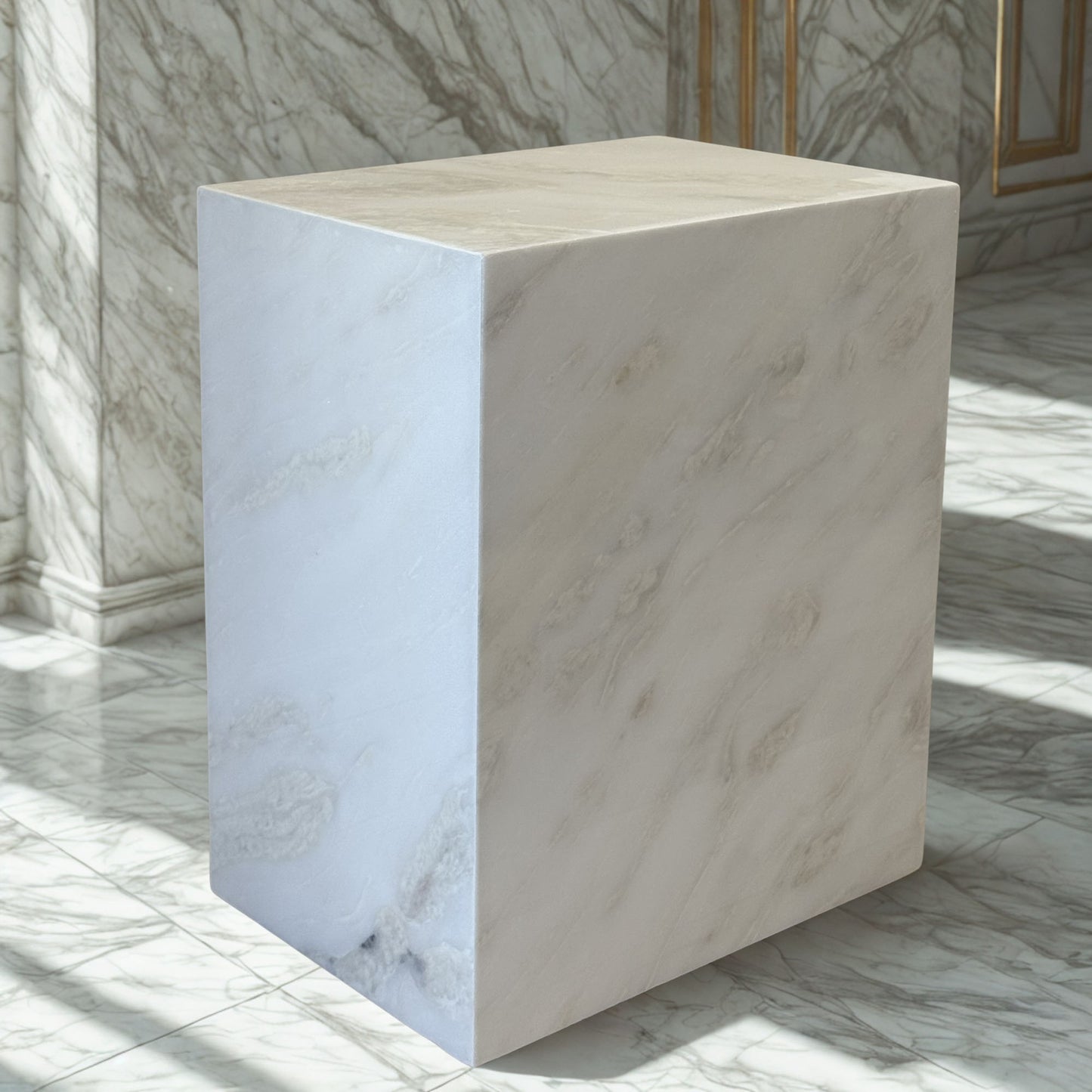 Plutus Brands Signature Natural Marble Side Table - Modern Luxury with Dimmable LED Glow