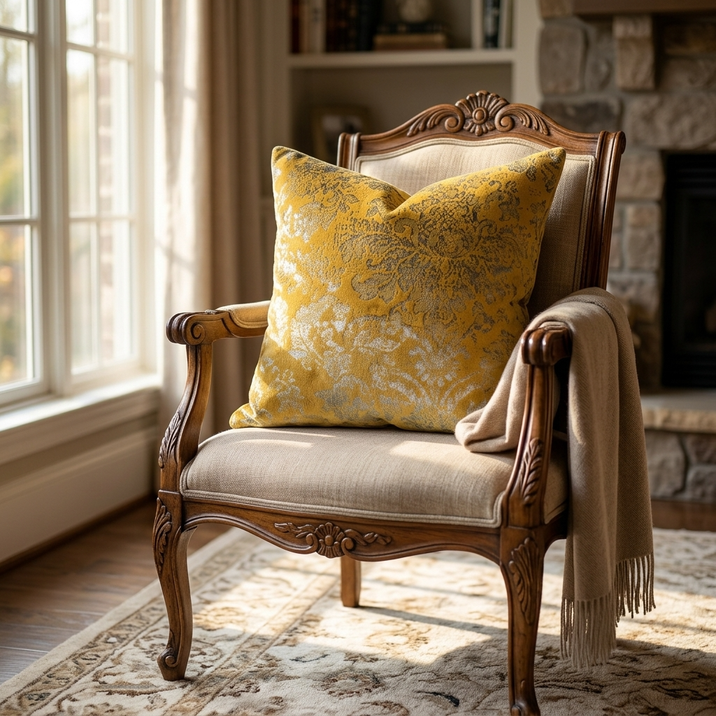 Golden Cosmo Textured Luxury Throw Pillow