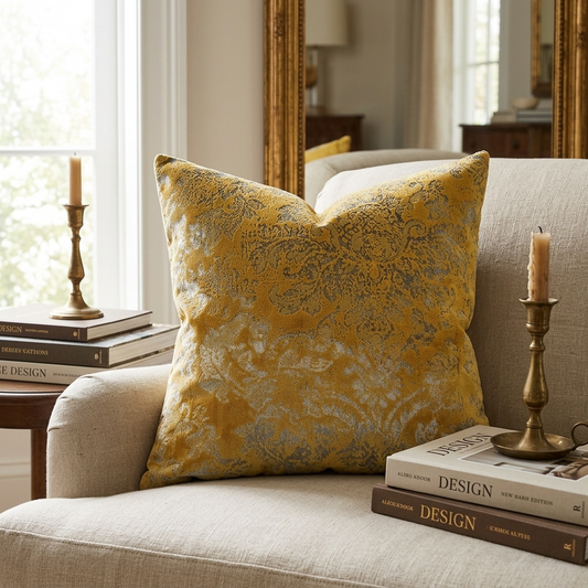 Golden Cosmo Textured Luxury Throw Pillow
