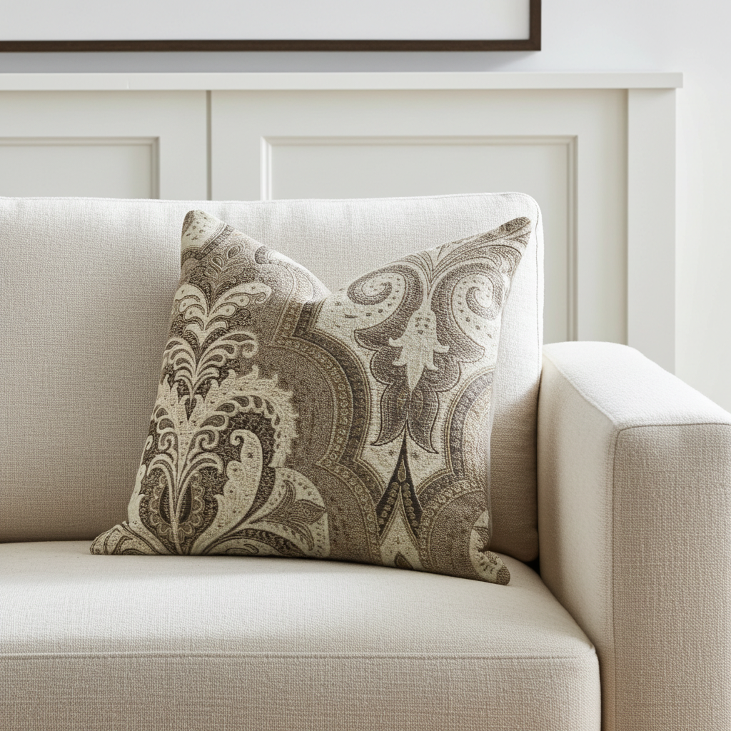 Tawny Isabella Damask Luxury Throw Pillow