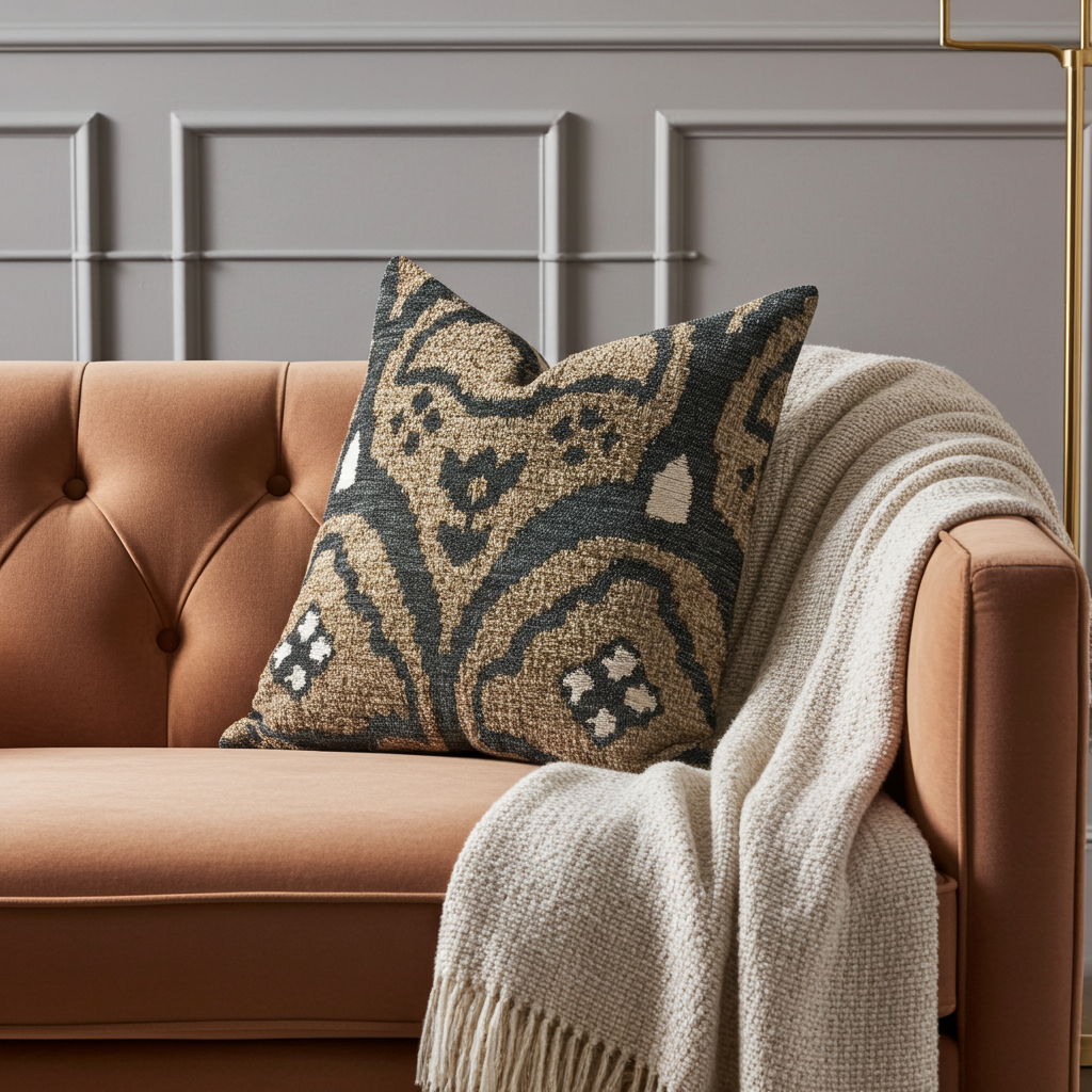 Tulip Zen Green Taupe Luxury Throw Pillow