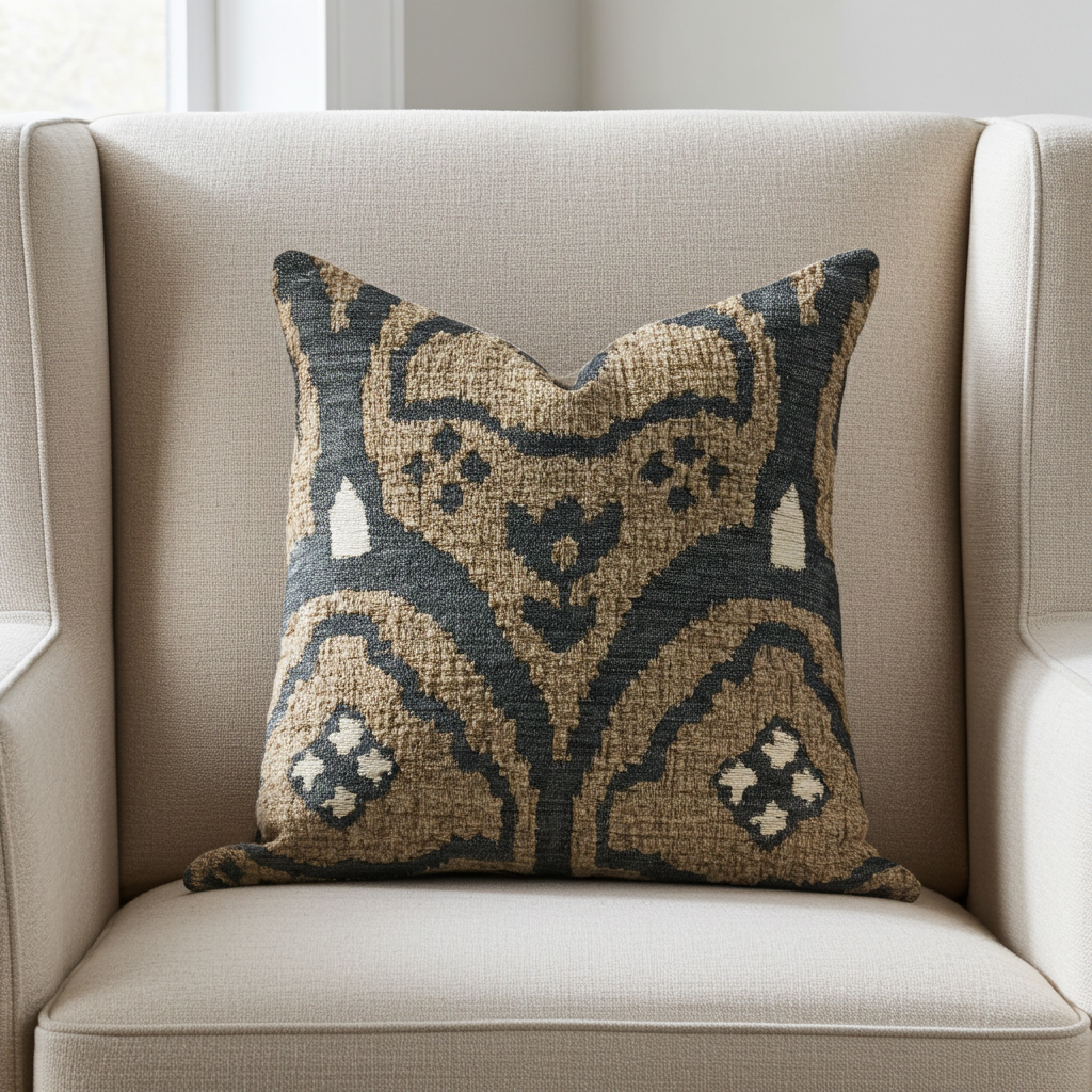 Tulip Zen Green Taupe Luxury Throw Pillow