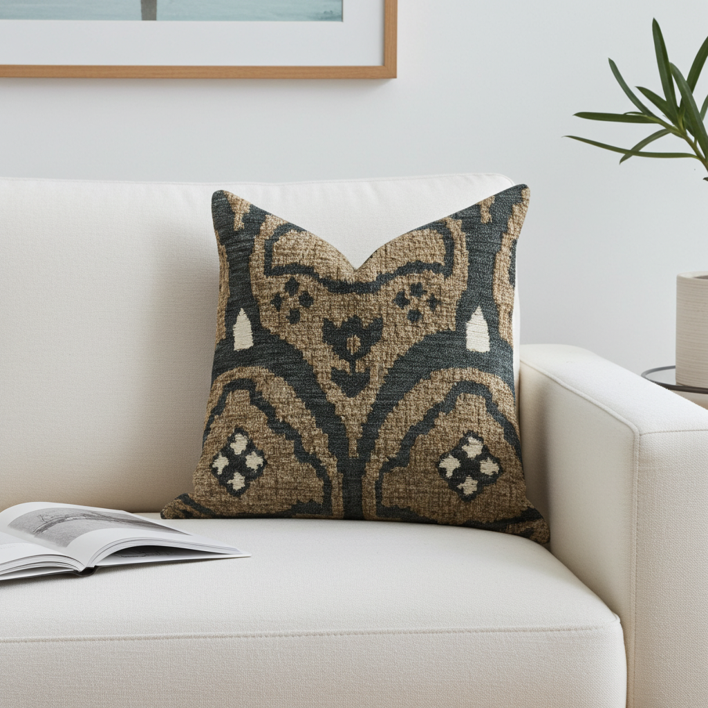 Tulip Zen Green Taupe Luxury Throw Pillow