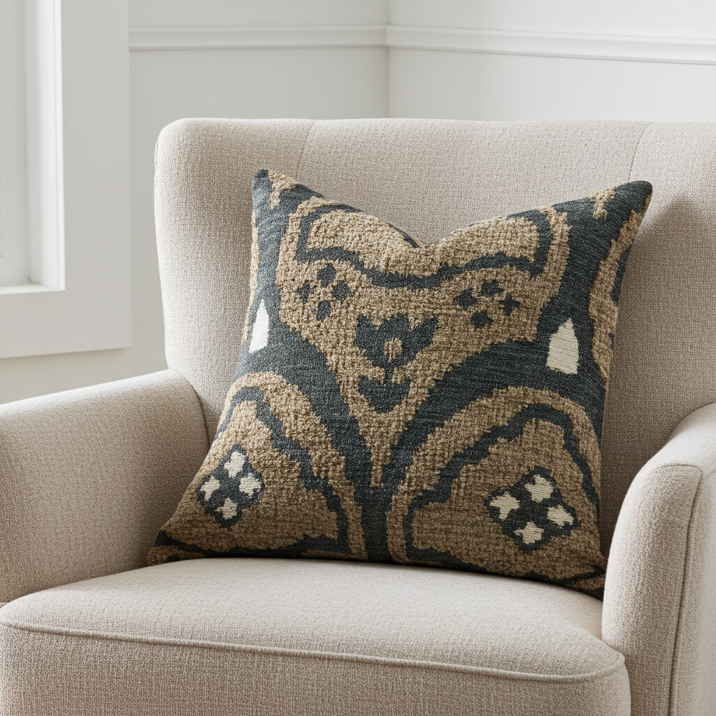 Tulip Zen Green Taupe Luxury Throw Pillow