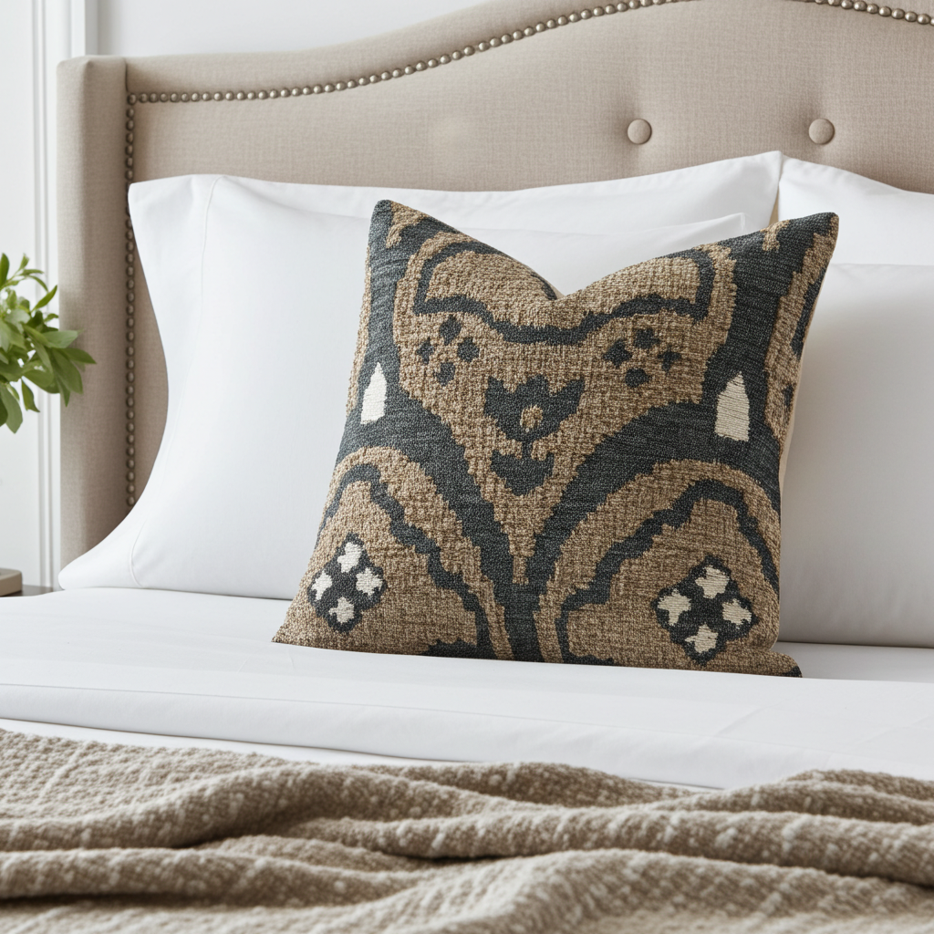 Tulip Zen Green Taupe Luxury Throw Pillow