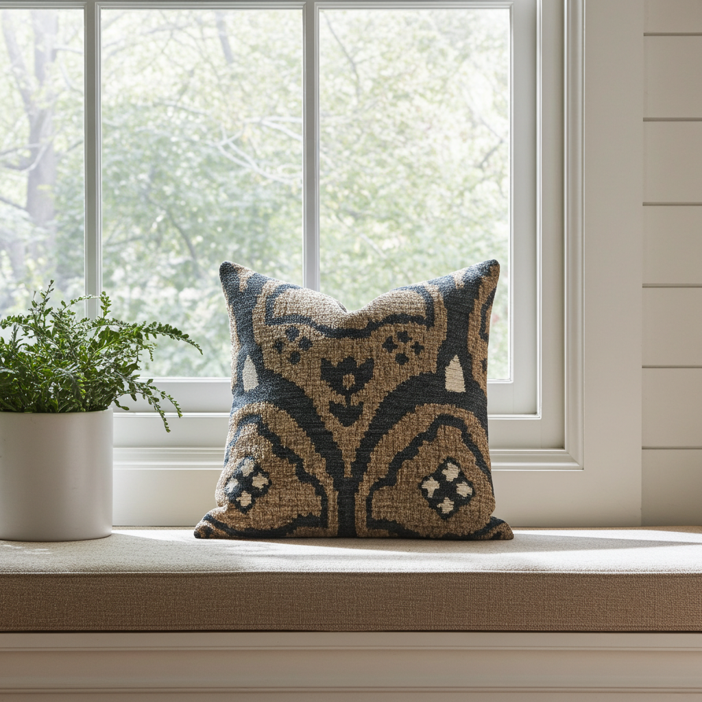 Tulip Zen Green Taupe Luxury Throw Pillow