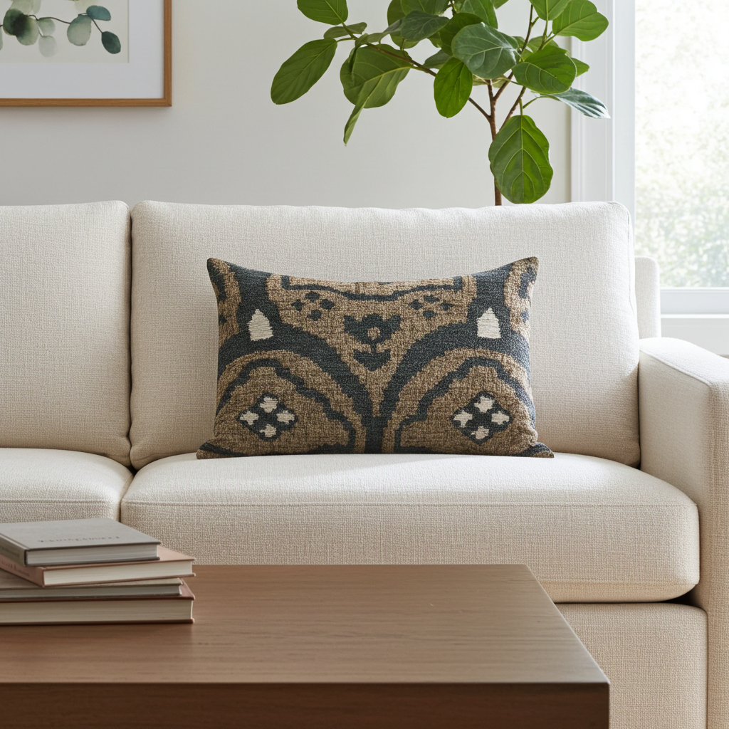 Tulip Zen Green Taupe Luxury Throw Pillow