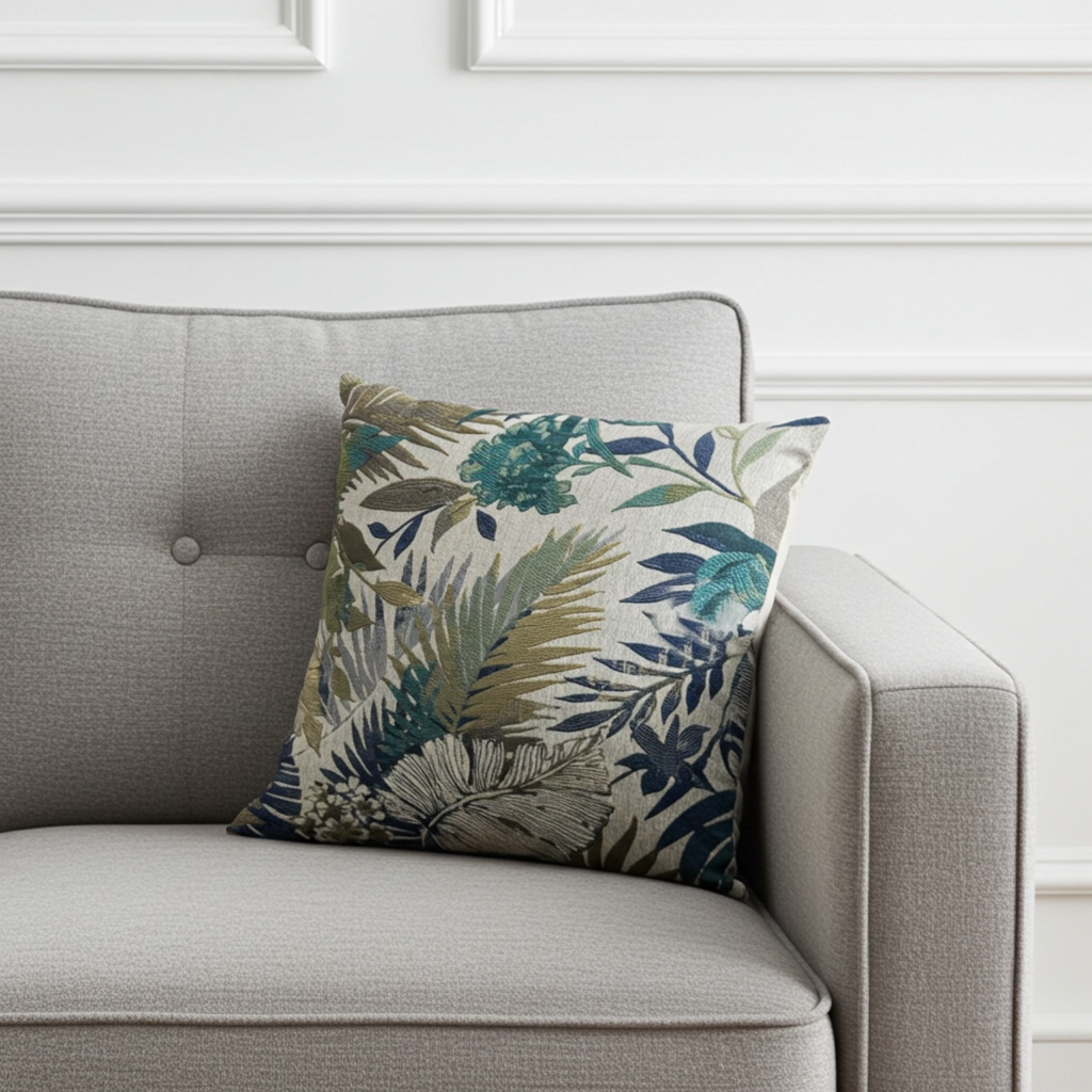 Camellia Floral Multi Color Luxury Throw Pillow