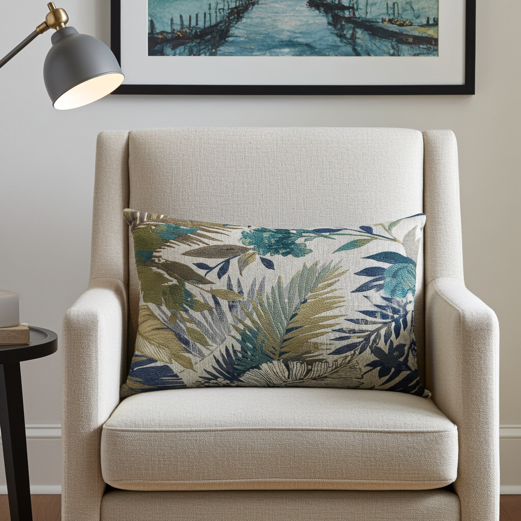 Camellia Floral Multi Color Luxury Throw Pillow