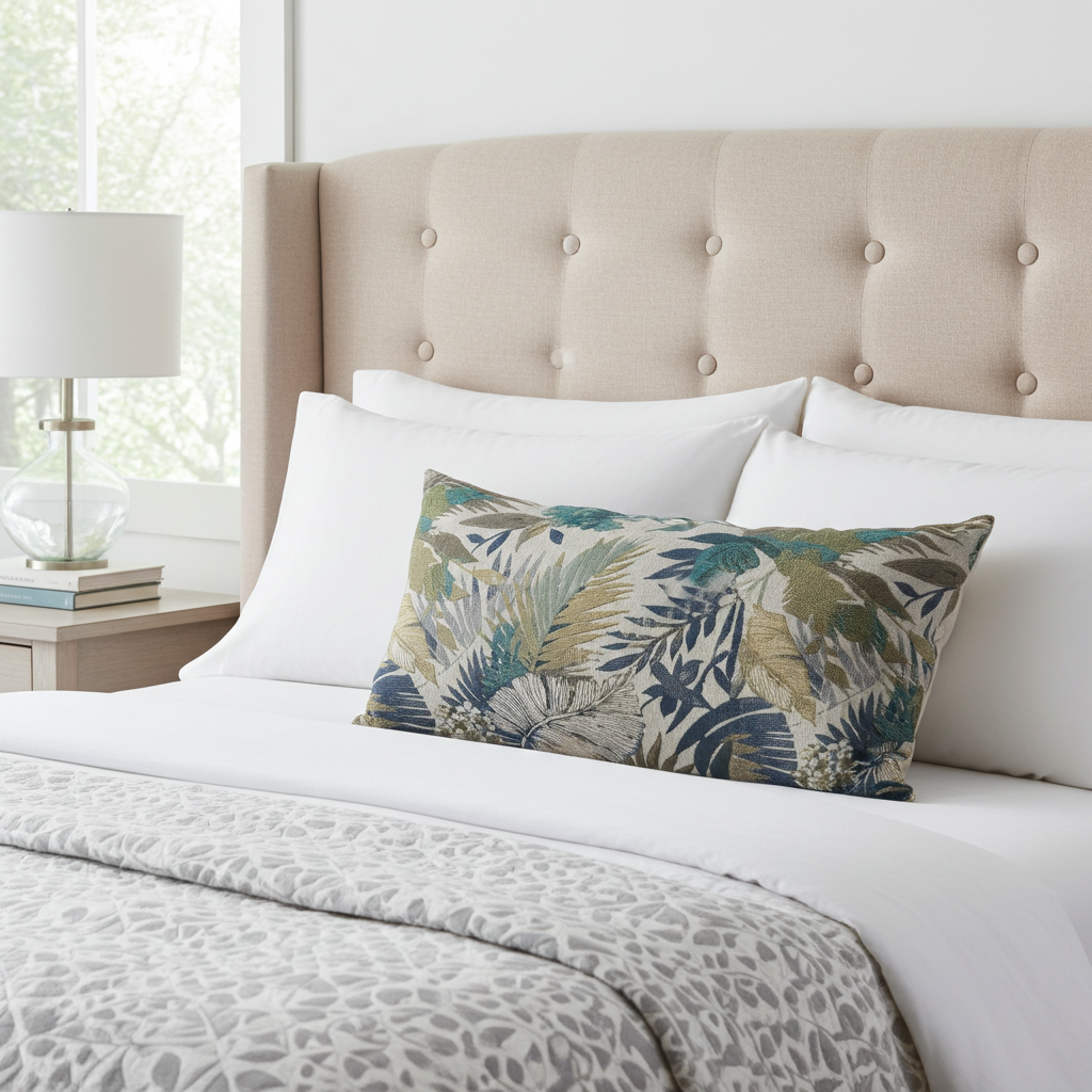 Camellia Floral Multi Color Luxury Throw Pillow