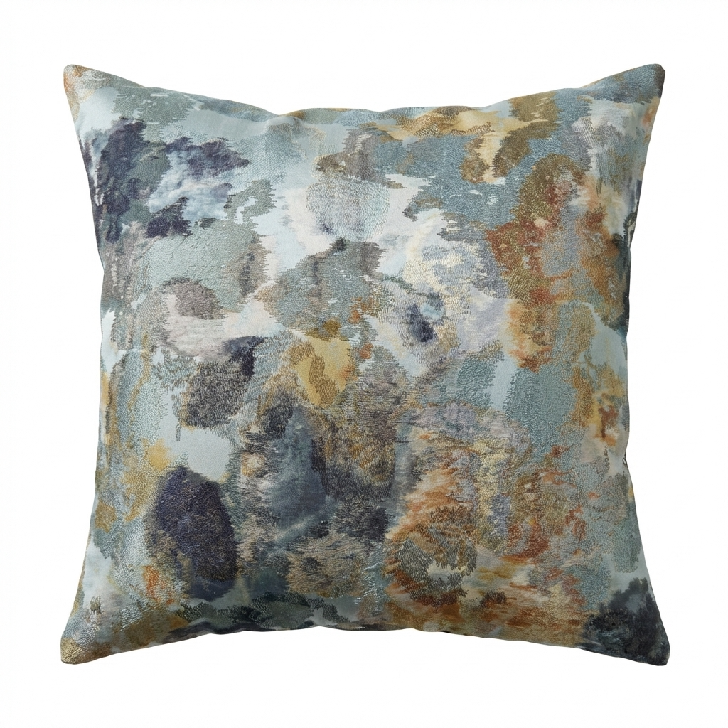 Icy Blue Wildflower Luxury Throw Pillow