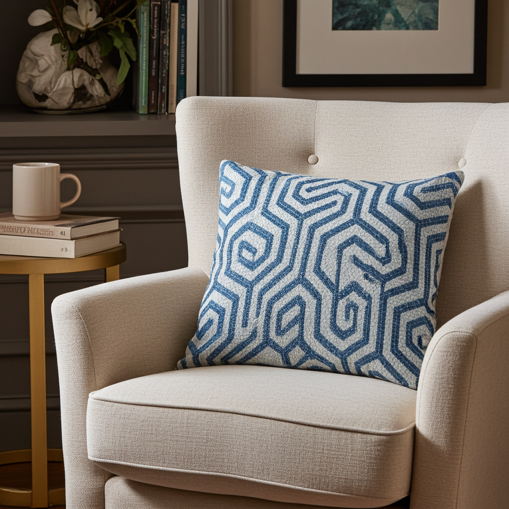 Pitaya Blue and White Luxury Throw Pillow