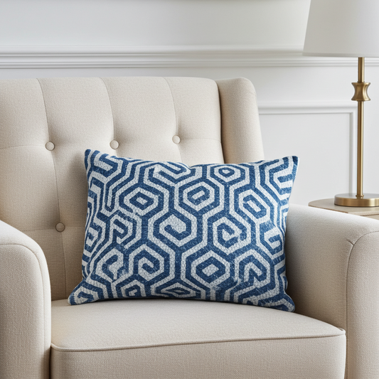 Pitaya Blue and White Luxury Throw Pillow