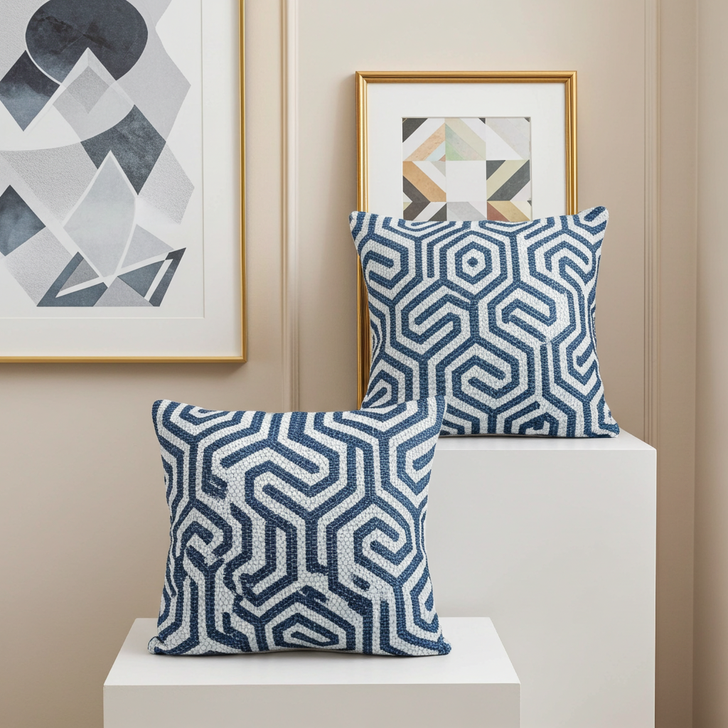 Pitaya Blue and White Luxury Throw Pillow