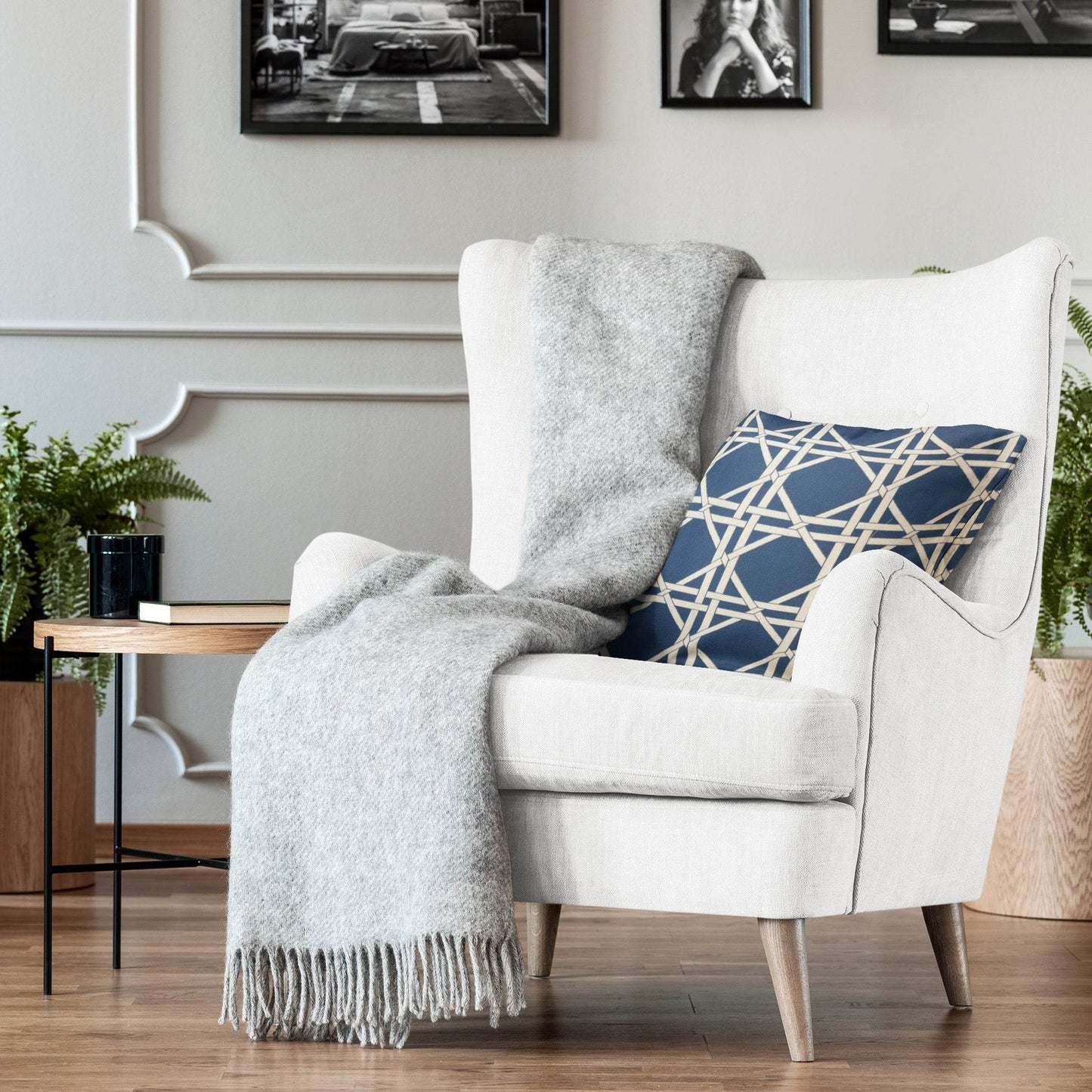 DaVinci Blue and White Luxury Throw Pillow - Plutus Brands