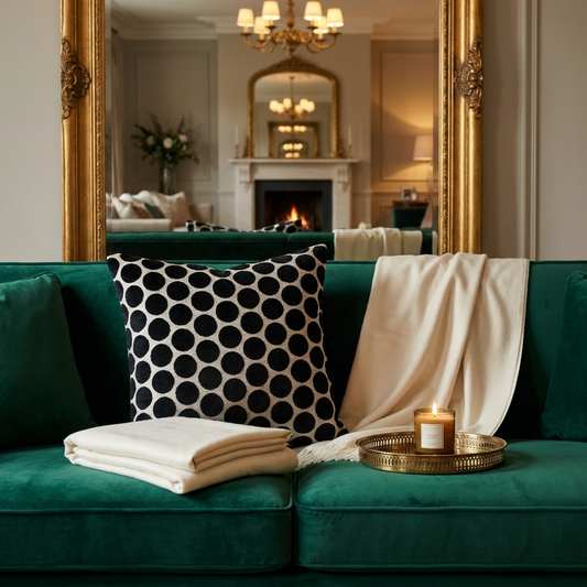 Savannah Black and Beige Luxury Throw Pillow