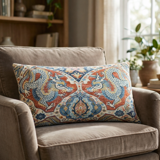 Amaryllis Dragon Multicolor Luxury Throw Pillow