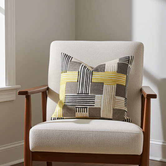 Hummingbird Isle Yellow, Beige and Gray Luxury Throw Pillow