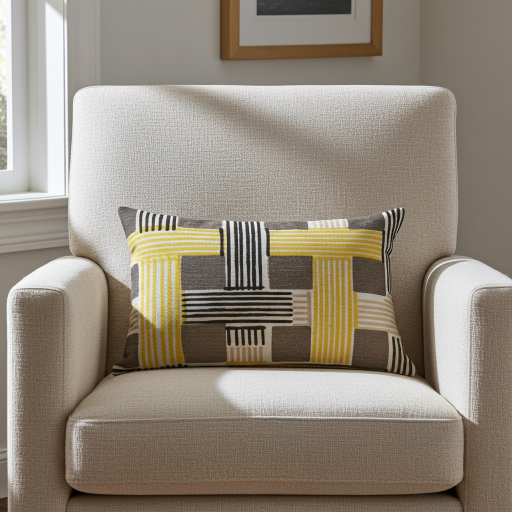 Hummingbird Isle Yellow, Beige and Gray Luxury Throw Pillow
