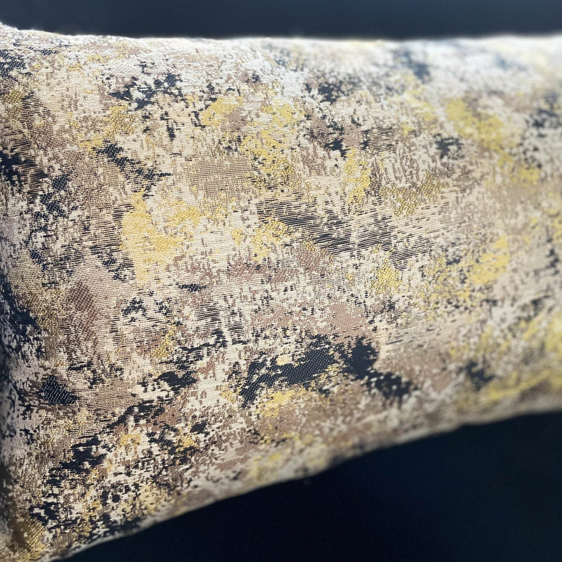Pretty Passion Yellow, Beige and Gray Luxury Throw Pillow - Plutus Brands