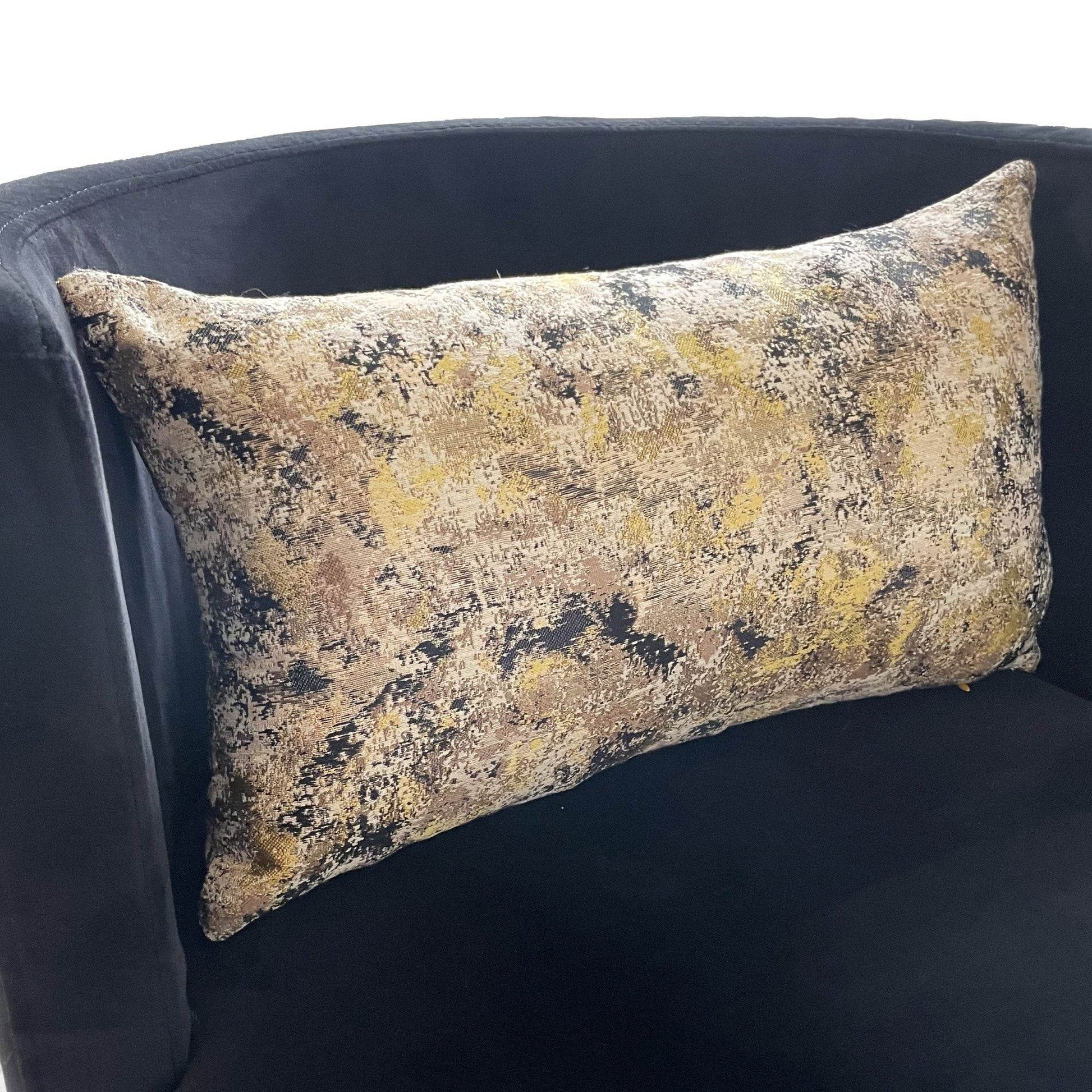 Pretty Passion Yellow, Beige and Gray Luxury Throw Pillow - Plutus Brands