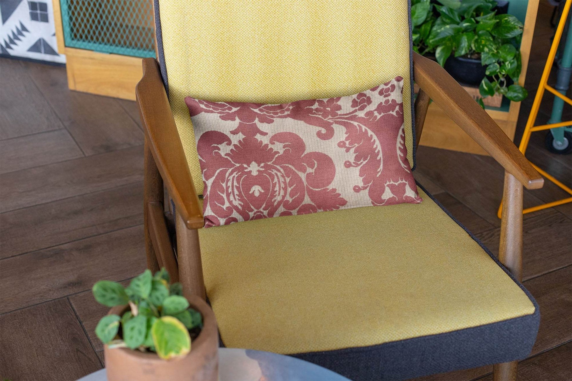 Sacred Shield Red and Beige Luxury Throw Pillow - Plutus Brands