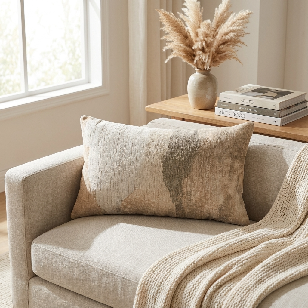 Green Haven Green and Beige Luxury Throw Pillow