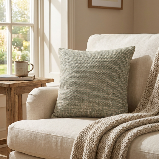 Jesper Jade Green and Beige Luxury Throw Pillow