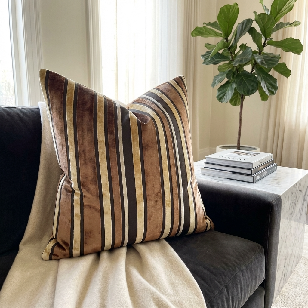 Graceful Bridge Yellow and Brown Luxury Throw Pillow