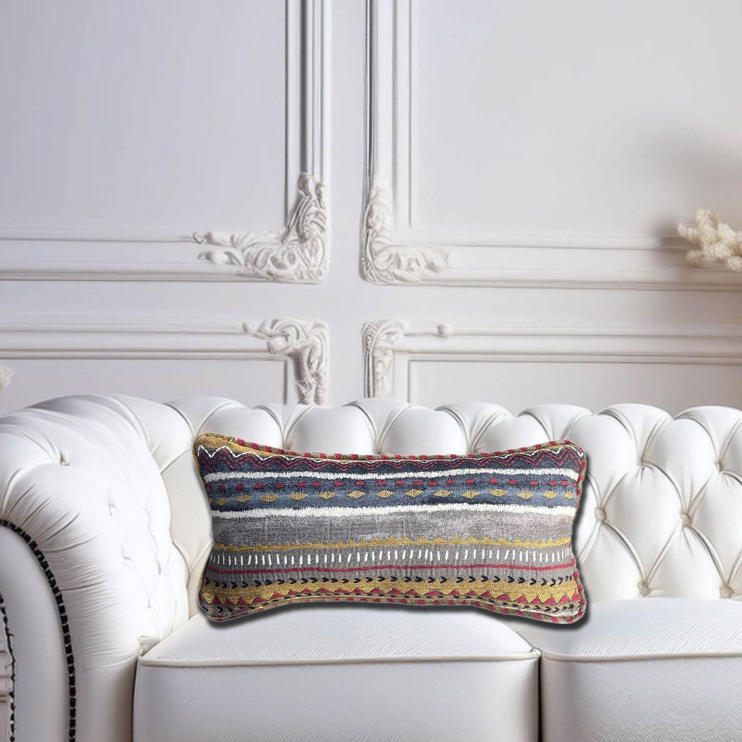 Sachi Love Red, Blue and Orange iKat Luxury Throw Pillow - Plutus Brands