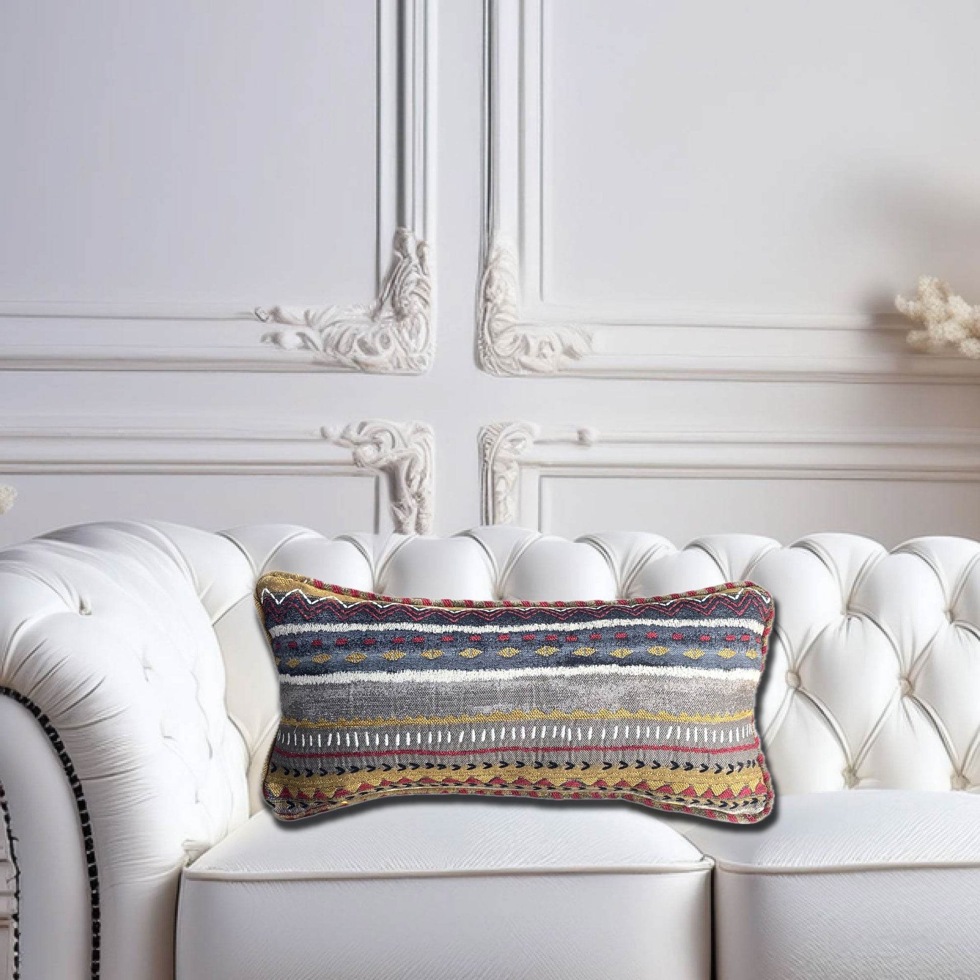 Sachi Love Red, Blue and Orange iKat Luxury Throw Pillow - Plutus Brands