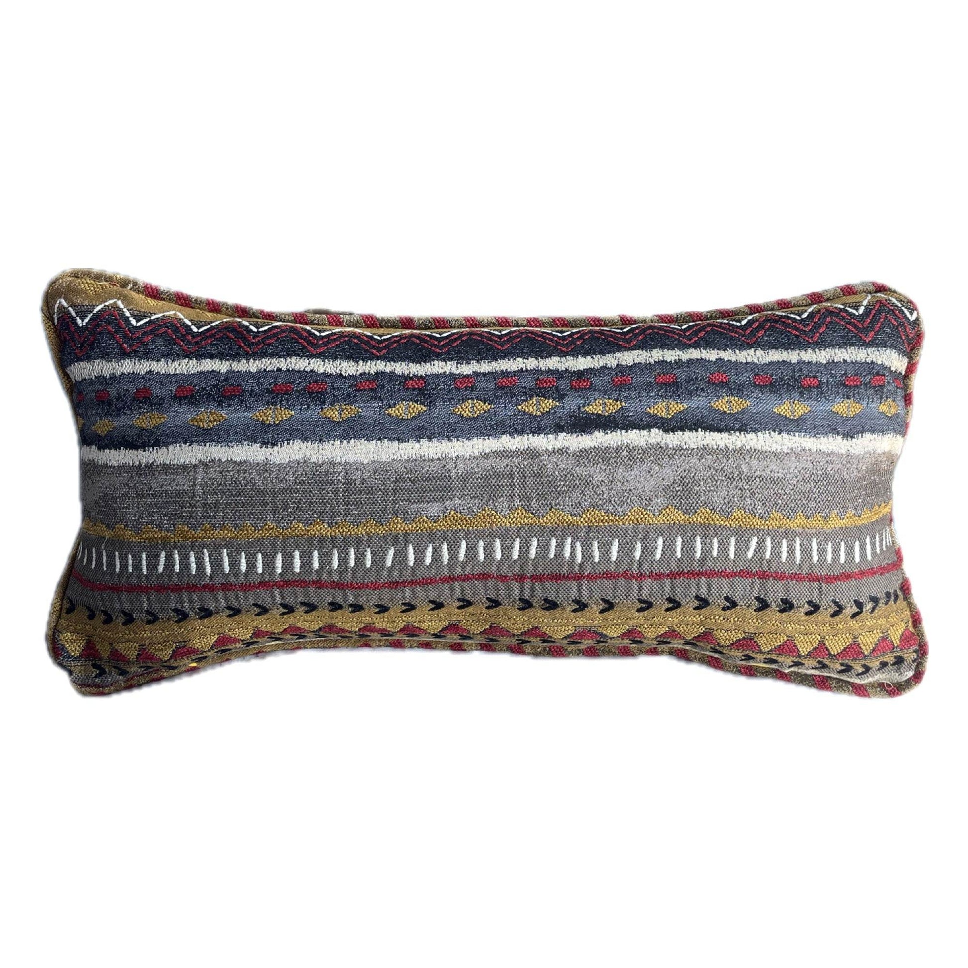 Sachi Love Red, Blue and Orange iKat Luxury Throw Pillow - Plutus Brands