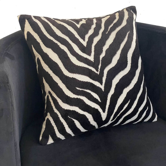 Black Zebra Black Animal Motif Luxury Throw Pillow - Plutus Brands