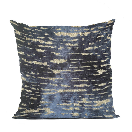 Indigo Rivulet Blue Solid Luxury Outdoor/Indoor Throw Pillow - Plutus Brands