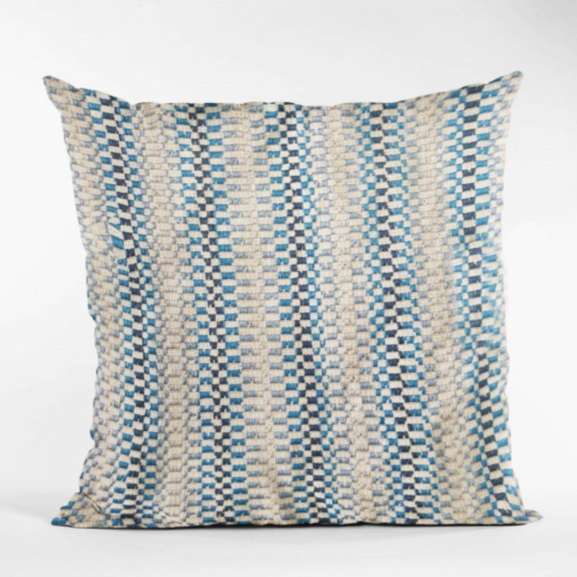 Garden Tassel Blue Stripes Luxury Outdoor/Indoor Throw Pillow - Plutus Brands