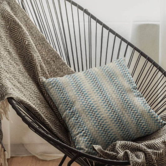 Garden Tassel Blue Stripes Luxury Outdoor/Indoor Throw Pillow - Plutus Brands