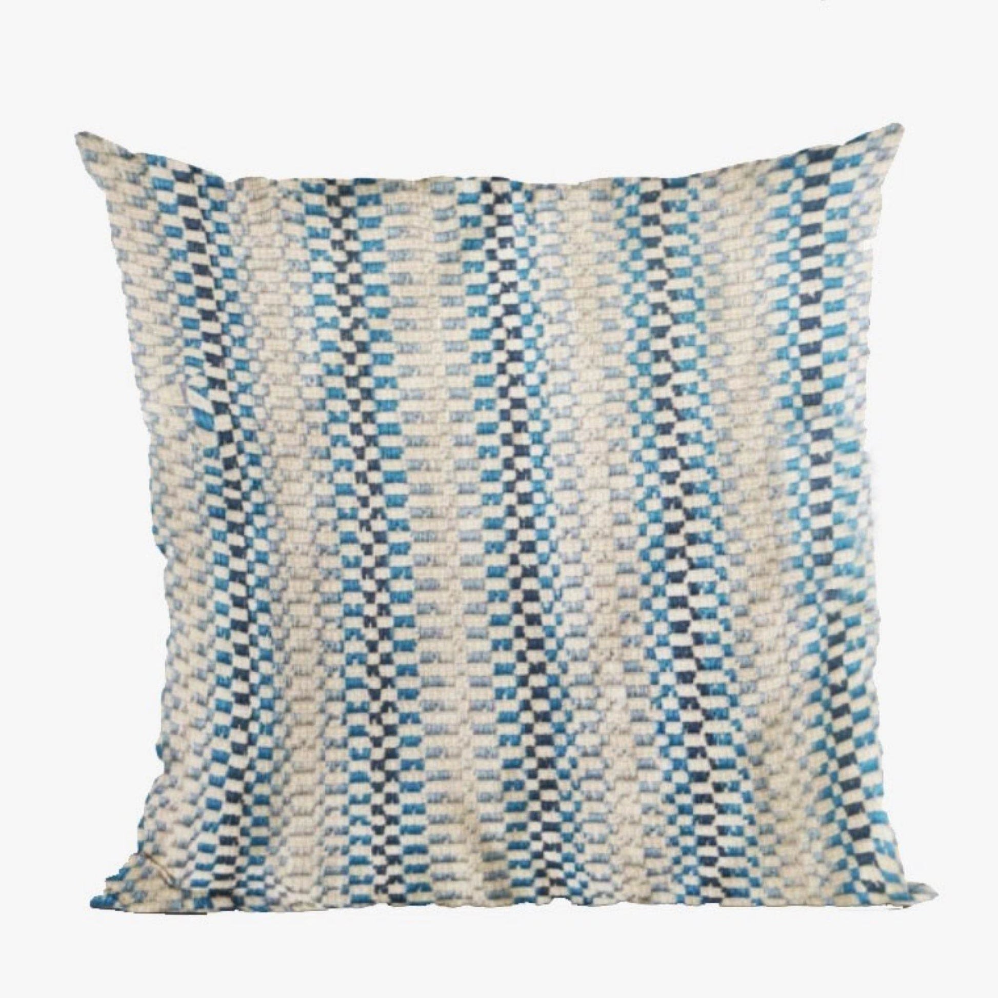 Garden Tassel Blue Stripes Luxury Outdoor/Indoor Throw Pillow - Plutus Brands
