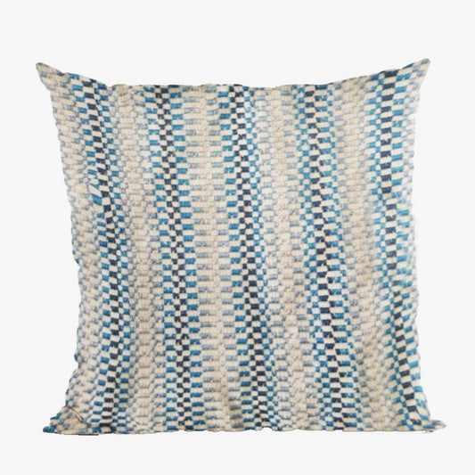 Garden Tassel Blue Stripes Luxury Outdoor/Indoor Throw Pillow - Plutus Brands