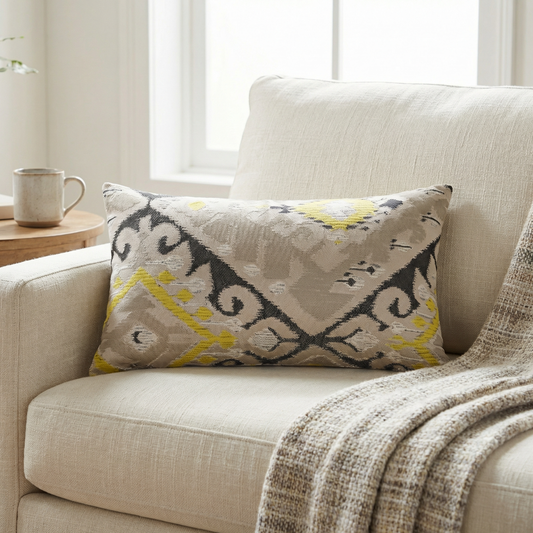 Isabis Plush Brown Ikat Luxury Outdoor/Indoor Throw Pillow